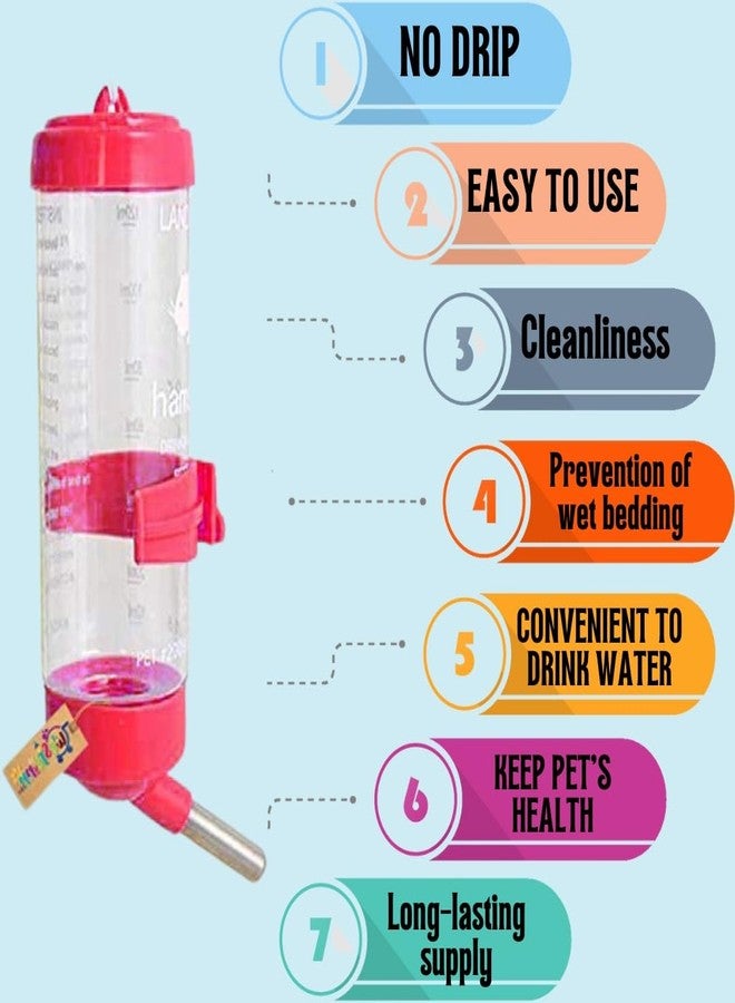 ويستيرن إرا زجاجة ماء/موزع طعام معلق من ويسترن إيرا - مانع للتنقيط والتسرب، مثالي للحيوانات الصغيرة، الحل الأمثل للماء والغذاء، حيواناتك الأليفة تبقى رطبة (أحمر 125 مل) - Image 5